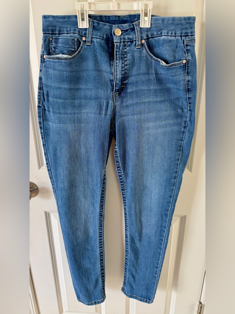 Seven7 Women's Skinny Stretch Denim Jeans Blue Regular Size 14 Pockets